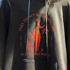 Black Hoodie with Red Graphic Print